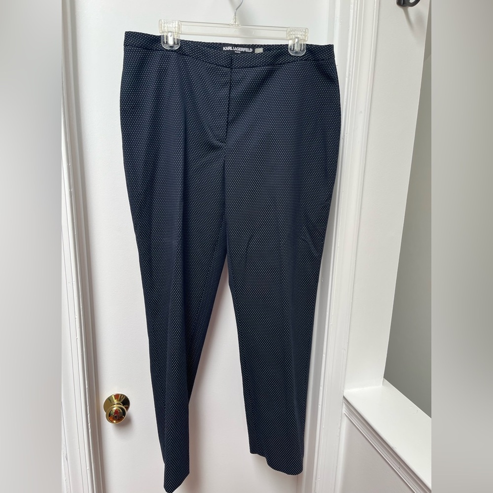 Karl Lagerfeld Black with white polka dot Straight Leg Pants